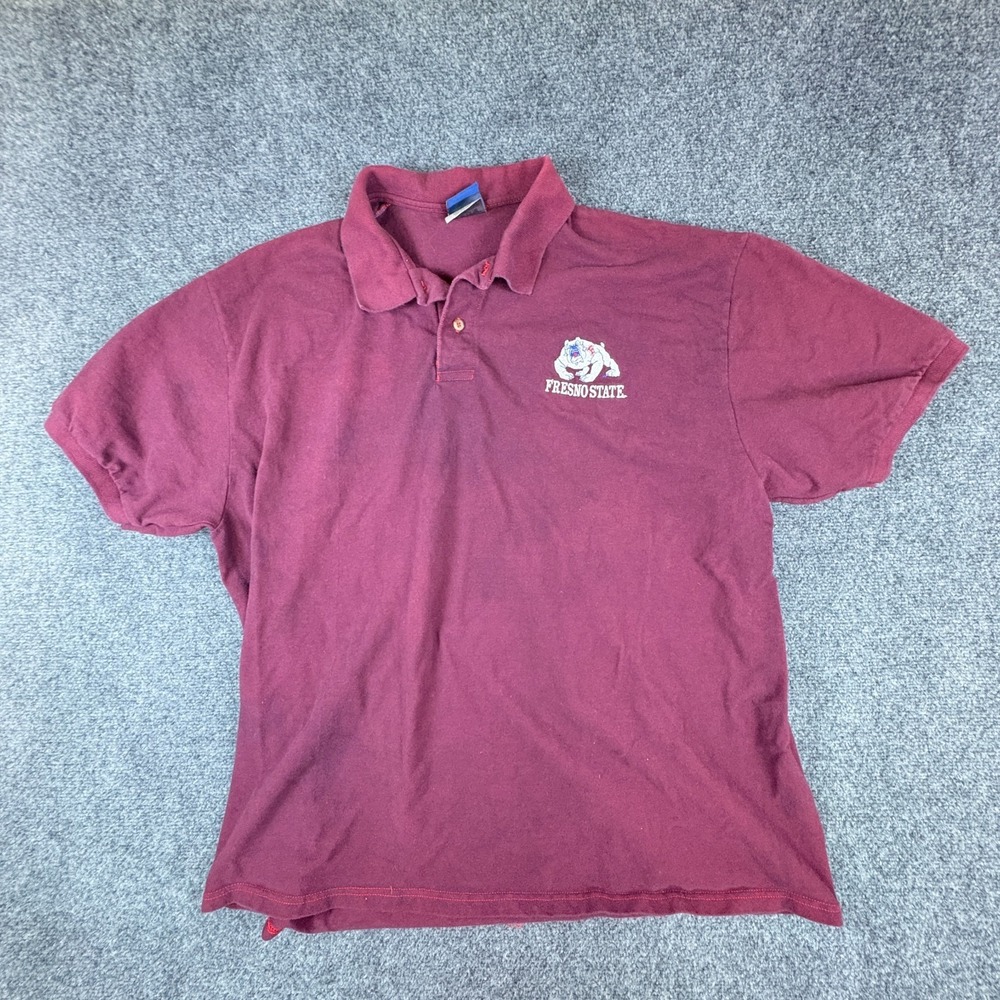 VTG Champs Sports Fresno State Bulldogs Football NCAA Polo Shirt Mens 2XG Maroon